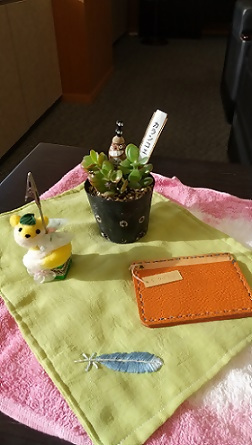 写真：区長が愛用している授産製品