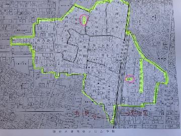 写真：現在と昔の町内会の境界図