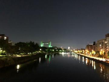 写真：御陵橋から眺める堀川の夜景