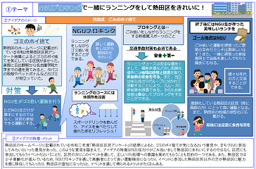 写真：提言資料「NGUプロキングで一緒にランニングをして熱田区をきれいに！」