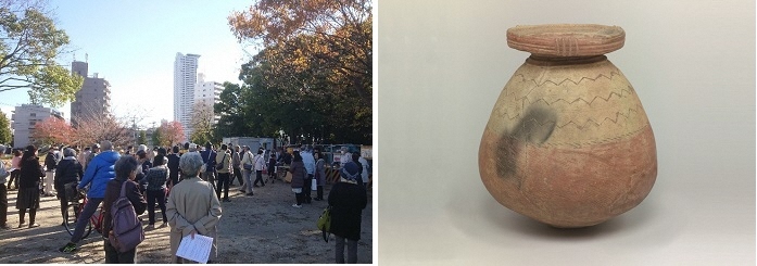 写真：説明会に集まった多くの皆さん　東京国立博物館収蔵のパレススタイル土器