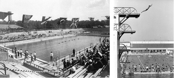 写真：振甫プールの50mプール　振甫プールの飛び込み台