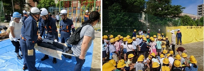 写真：救出訓練　煙道体験