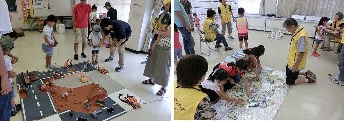 写真：レスキューロボットの操作体験　熱田災害ボランティアネットワークコーナー