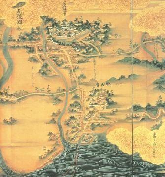 写真：江戸時代の絵地図に描かれた名古屋と熱田