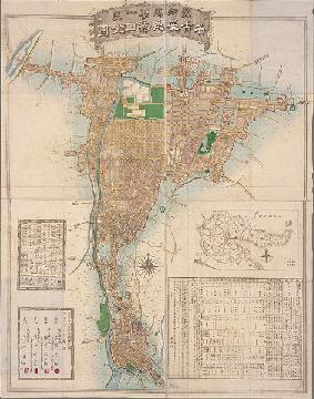写真：明治10年（1877）の地図　〈愛知県第一（大）区　名古屋及び熱田全図〉