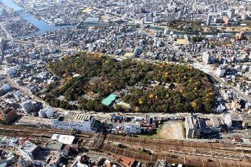 写真：熱田神宮の森（東からの眺望）