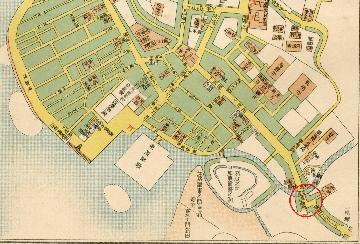 写真：古地図に記された裁断橋の位置（熱田歴史資料室蔵）2