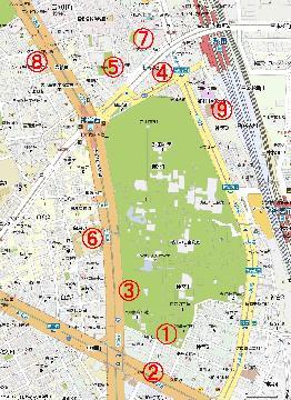 地図：役場、区役所の所在地の変遷（位置図）