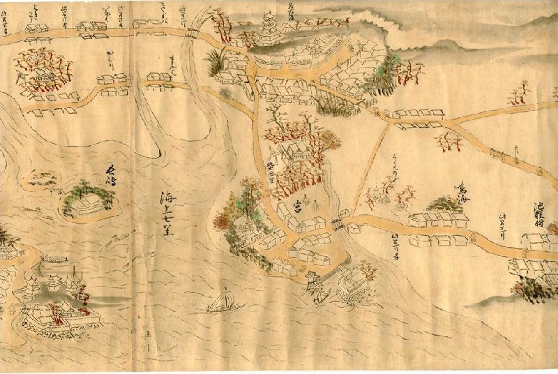 写真:七里の渡し・東海道中図