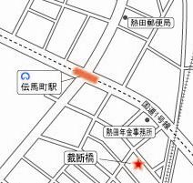 「裁断橋」の位置を示す地図