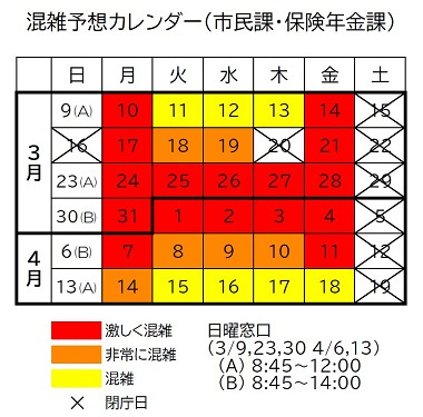 画面:混雑予想カレンダー
