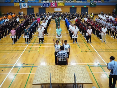 写真:総合開会式で中川区の選手が選手宣誓