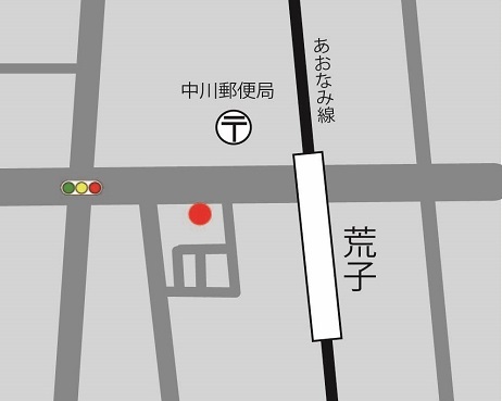 地図：設置場所　中川郵便局南側