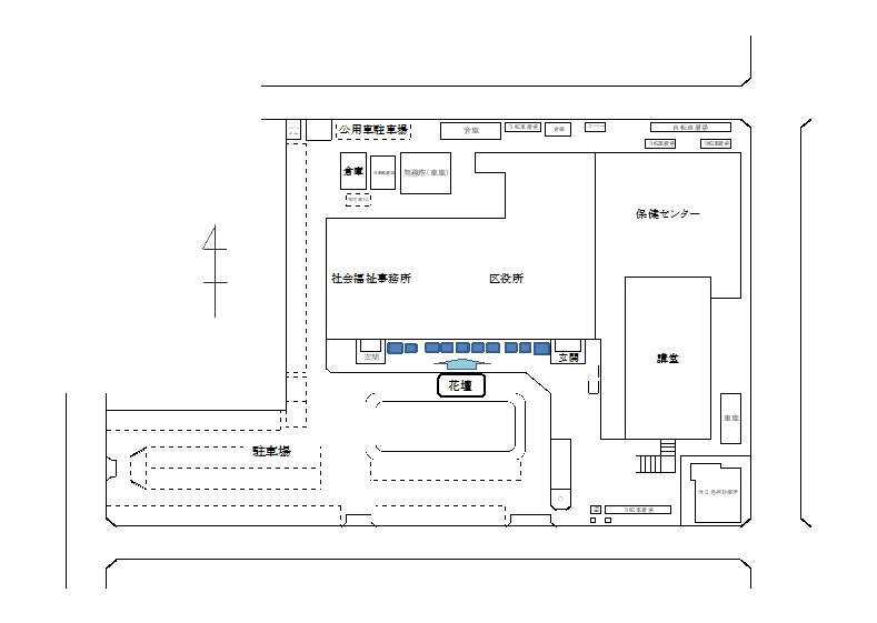 地図:敷地全体図と、花壇の位置です。