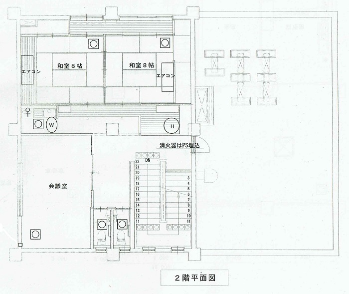 イラスト:正色コミュニティセンターの2階平面図