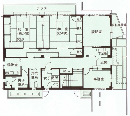 イラスト:西前田コミュニティセンター1階の平面図