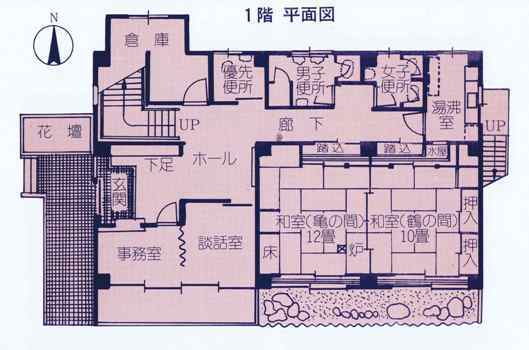 イラスト:八幡コミュニティセンター1階の平面図