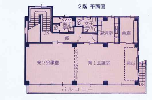 イラスト:八幡コミュニティセンター2階の平面図