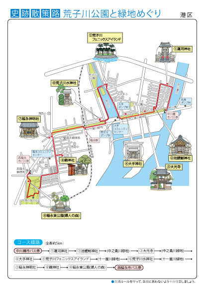 荒子川公園と緑地めぐり(地図)
