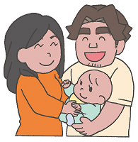 イラスト：赤ちゃんが生まれた家族