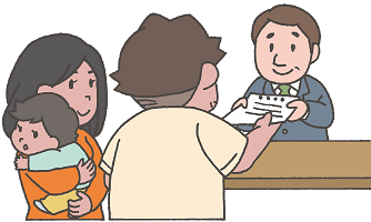 イラスト：書類を出している家族