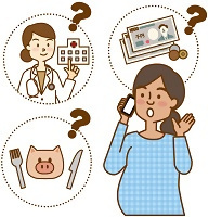 イラスト：病院に問い合わせをしている