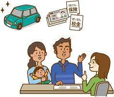 イラスト：車を買っている
