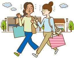 友達と出かけているイラスト