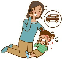 イラスト：救急車を呼んでいる