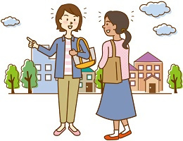 イラスト：外国人と会話している