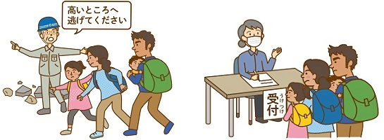 イラスト：災害時に避難している