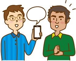 イラスト：AI翻訳機を使っている