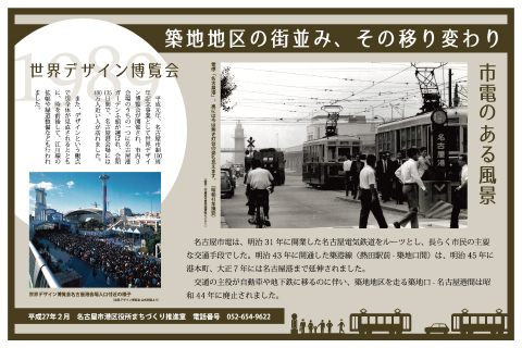 写真:歴史案内板「築地地区の街並み、その移り変わり」の表示面