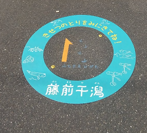 写真：野跡駅前歩道の誘導サイン