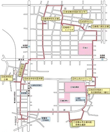 桜田勝景(さくらだしょうけい)跡と古墳めぐり(地図)