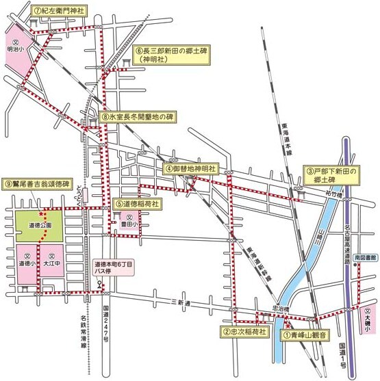 新田開拓と神社めぐり(地図)