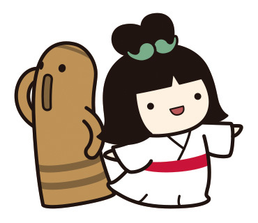 イラスト：歴史の里マスコットキャラクターしだみこちゃんと埴輪氏武