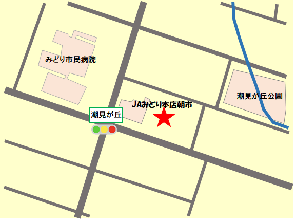 JAみどり本店朝市の地図