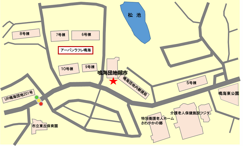 鳴海団地朝市の地図