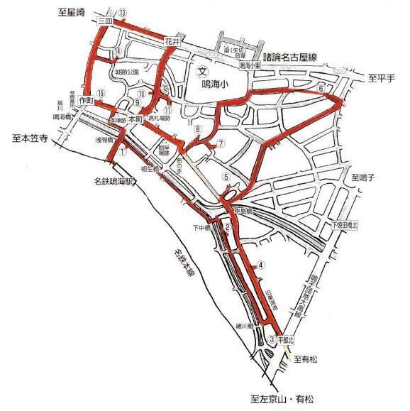 イラスト：緑区史跡散策路・鳴海宿コース案内図