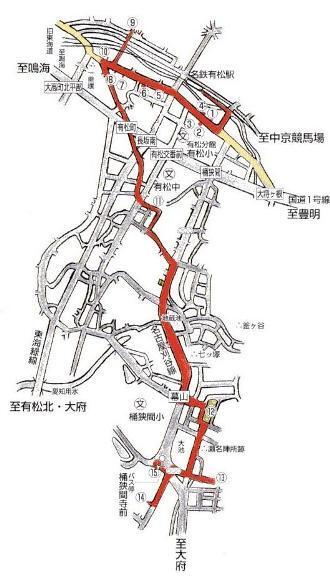 イラスト：緑区史跡散策路・有松の町並みと桶狭間古戦場コース案内図