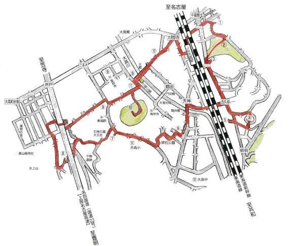 イラスト：緑区史跡散策路・大高城下コース案内図