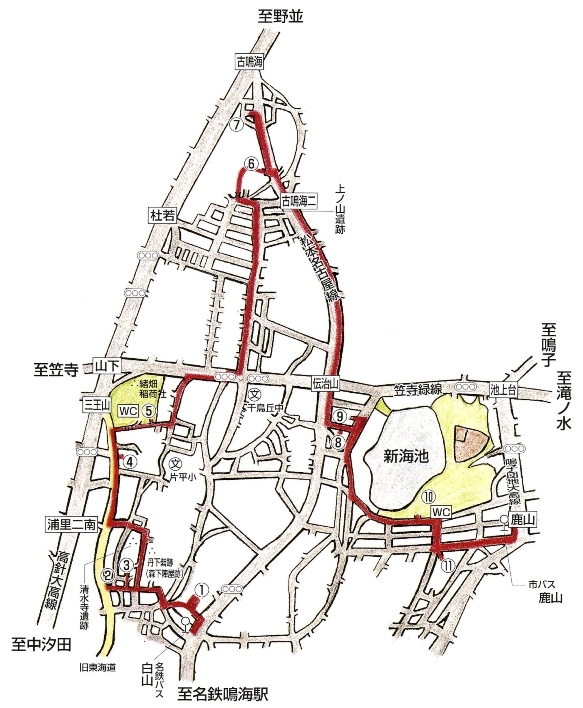 イラスト：緑区史跡散策路・千鳥塚コース案内図