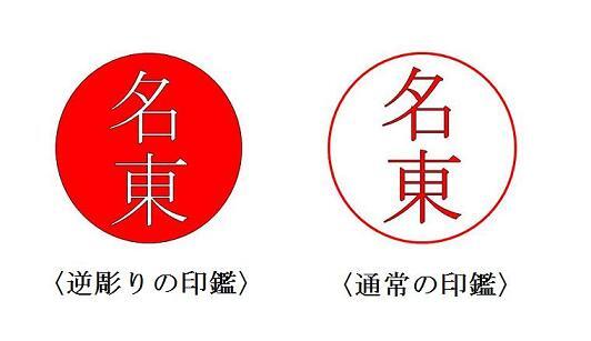 イラスト:逆彫りの印鑑と通常の印鑑