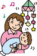 イラスト:お母さんが赤ちゃんをあやしている様子です
