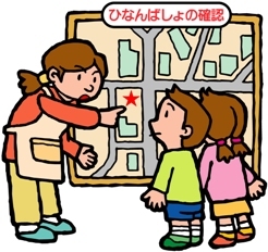 避難場所を確認しているイラスト