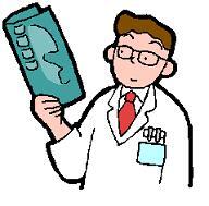 イラスト：医師が胸部レントゲン写真を読影している様子