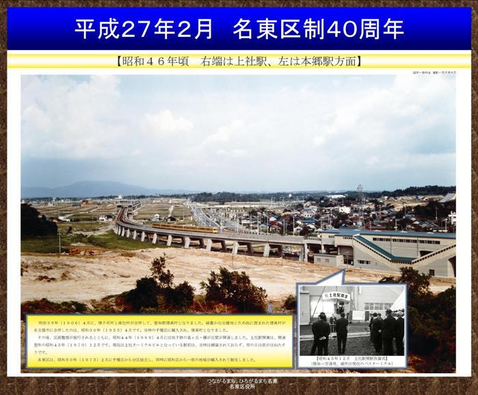 写真：銘板　右端は上社駅、左は本郷駅方面