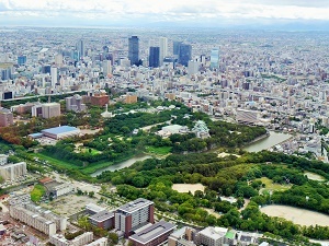 写真：名古屋城を上空から望む